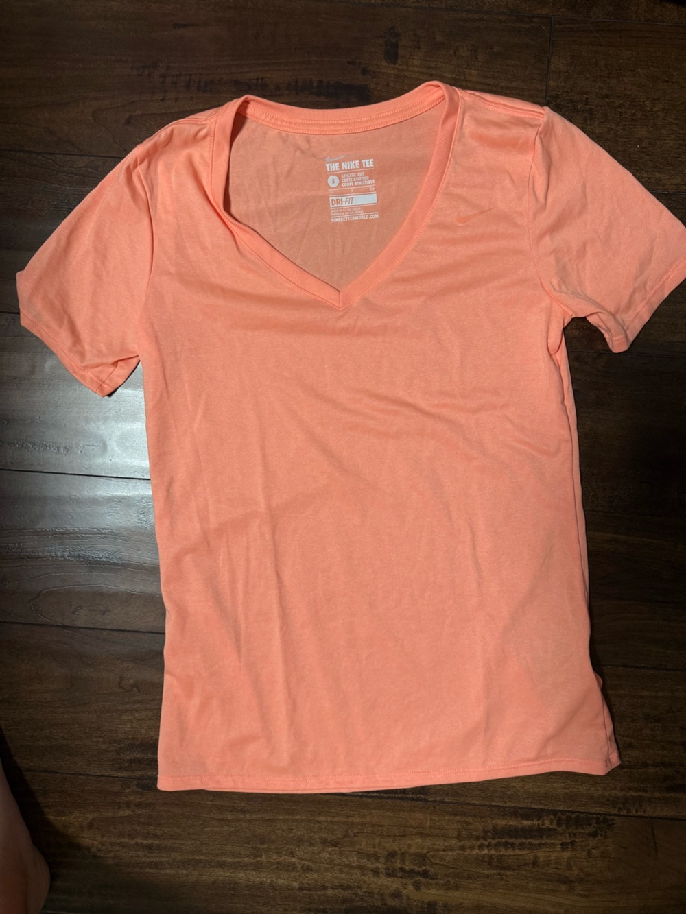 Nike Short-Sleeve V-Neck Tee in Coral Peach